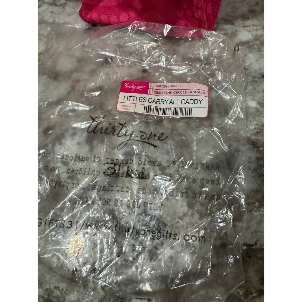 Thirty-One Littles Carry All Caddy Pink Circle Spirals 3401288D0000 Mini Tote